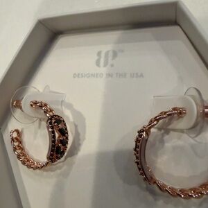 Rose Gold and Black Hoop Earrings